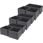 3er-Set Schubladen Organizer, 3-tlg., Ordnungsboxen, dunkelgrau