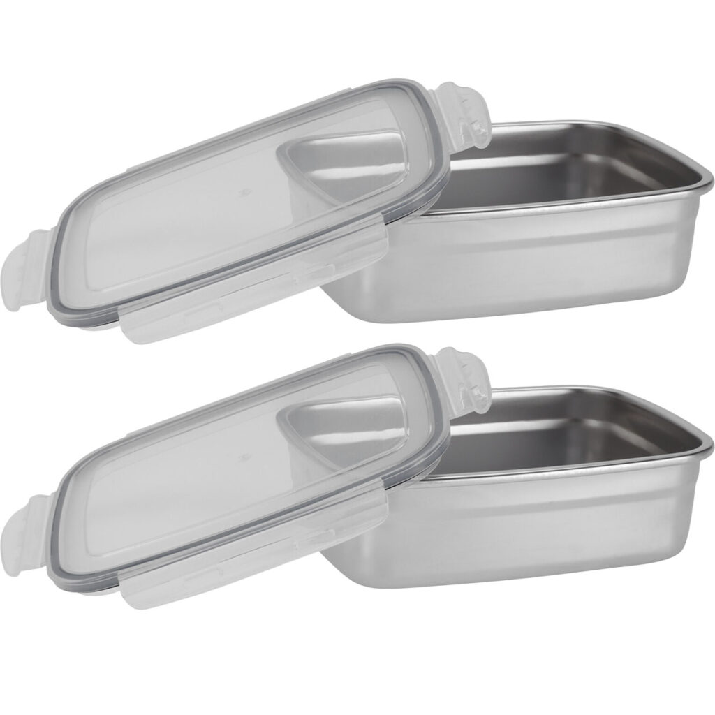 2er-Set Frischhaltedose aus Edelstahl mit Kunststoff Clip-Deckel, 1250 ml 2er-Set Frischhaltedose aus Edelstahl mit Kunststoff Clip-Deckel, 1250 ml