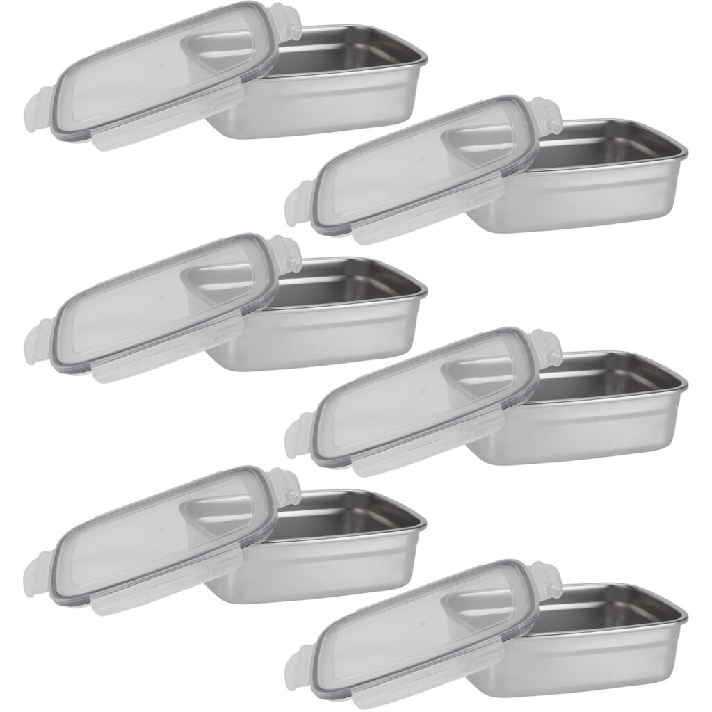 6er-Set Frischhaltedose aus Edelstahl mit Kunststoff Clip-Deckel, 1250 ml 6er-Set Frischhaltedose aus Edelstahl mit Kunststoff Clip-Deckel, 1250 ml