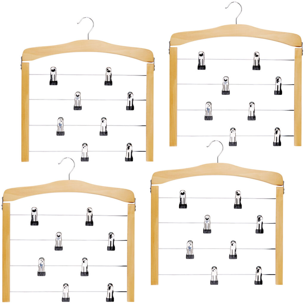 4er-Set Mehrfach Hosenbügel mit Clips