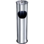 Säulenaschenbecher mit Mülleimer, Edelstahl, H 56 cm