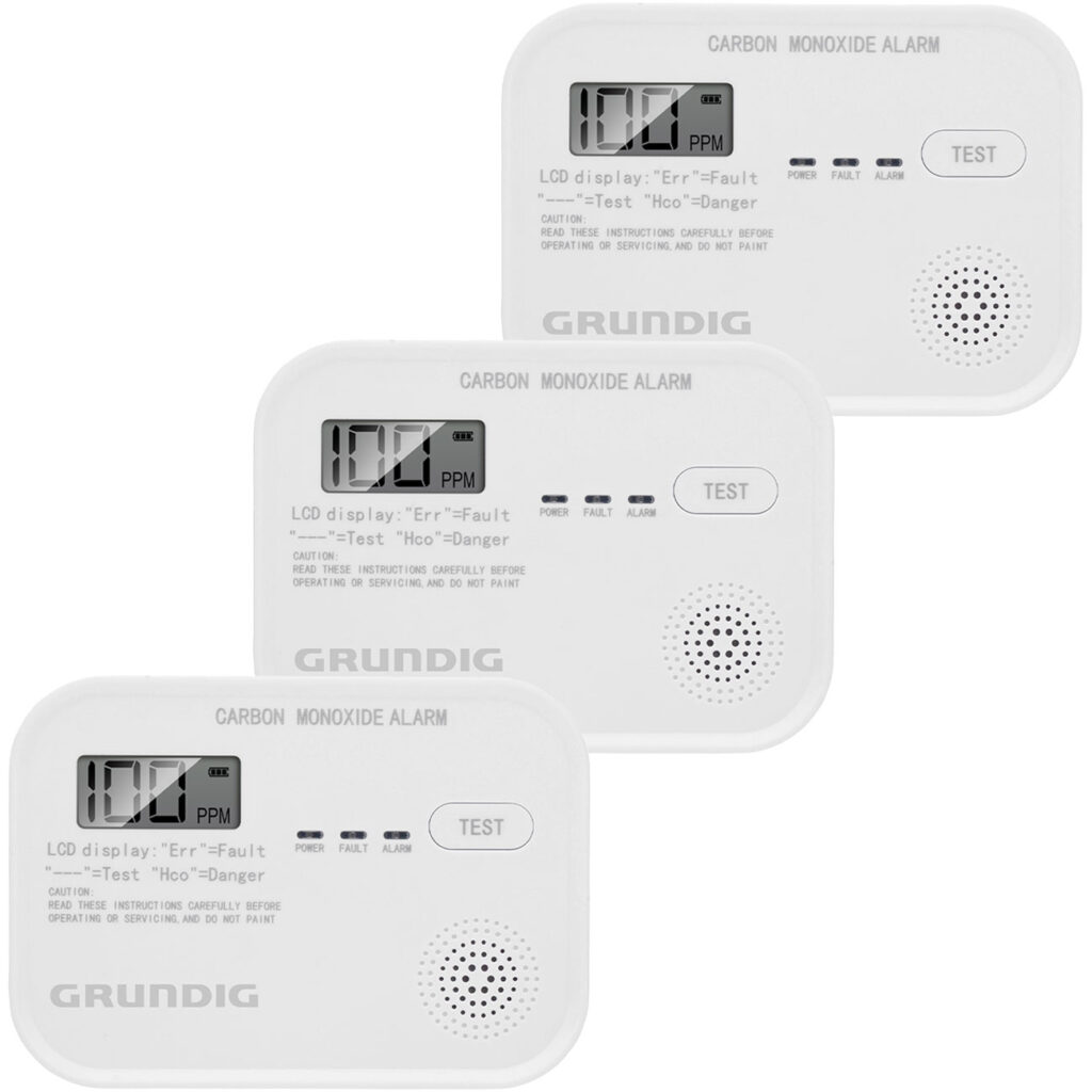 3er-Set Kohlenmonoxid-Melder mit LCD-Display