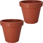 2er-Set Blumentopf rund, terracotta, Pflanztopf aus 100% recyclebaren Kunststoff, Ø 20 cm