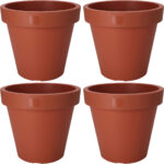 4er-Set Blumentopf rund, terracotta, Pflanztopf aus 100% recyclebaren Kunststoff, Ø 20 cm