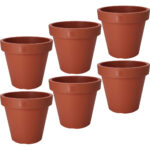 6er-Set Blumentopf rund, terracotta, Pflanztopf aus 100% recyclebaren Kunststoff, Ø 20 cm