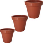 3er-Set Blumentopf rund, 3 Grössen, terracotta, 100% recyclebarem Kunststoff