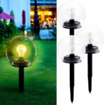 3er-Set 2in1-Solar-Kugel-Lampe aus Glas mit abnehmbarem Erdspiess, Ø18 cm, IP44