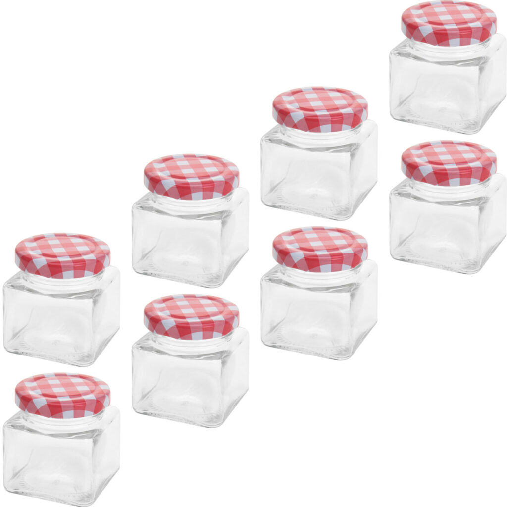 Konfitürenglas, 8 Stück, eckig, 75 ml