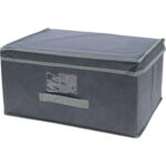 Aufbewahrungsbox mit Deckel & Henkel, faltbar, 44 x 22 x 33 cm, grau