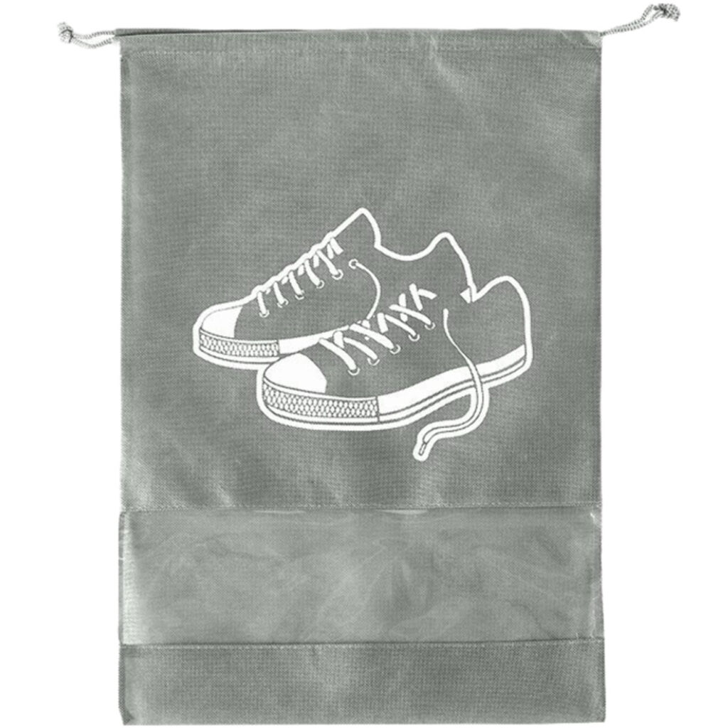Schuhbeutel mit Kordel, 36 x 26 cm, grau