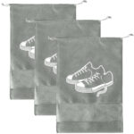 3er-Set Schuhbeutel mit Kordel, 36 x 26 cm, grau