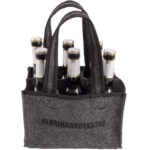 Flaschentasche mit Herrenhandtasche-Stickerei, für 6 Flaschen, anthrazit