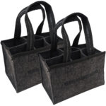 2er-Set Flaschentasche mit Herrenhandtasche-Stickerei, für 6 Flaschen, anthrazit