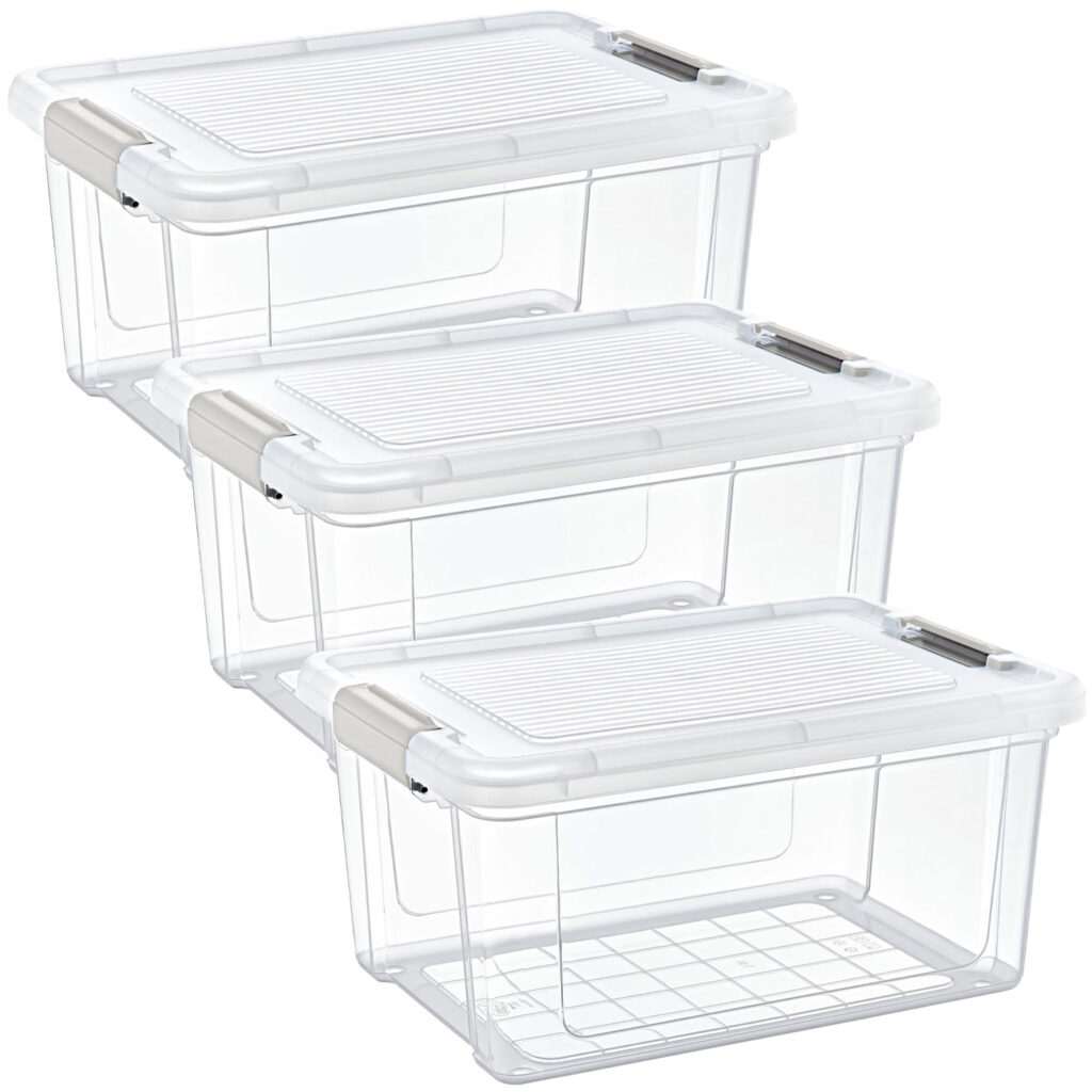 3er-Set Vorratsbox, 16 Liter , transparent