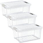 3er-Set Vorratsbox, 16 Liter , transparent