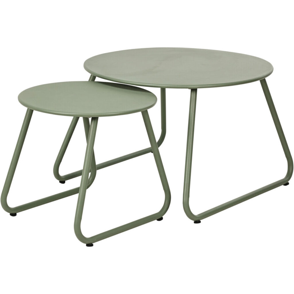 Runde Metall Beistelltische im 2er-Set, grün, Ø 40 & 60 cm Runde Metall Beistelltische im 2er-Set, grün, Ø 40 & 60 cm