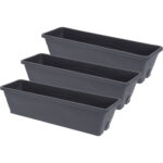 3er-Set Blumenkasten, anthrazit, 50 cm