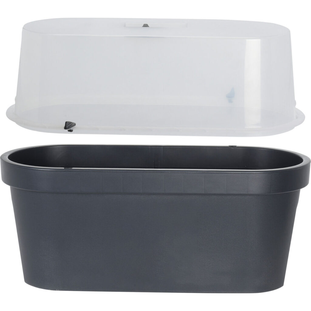 Geländer-Blumentopf mit Gewächshaus-Haube, anthrazit Geländer-Blumentopf mit Gewächshaus-Haube, anthrazit