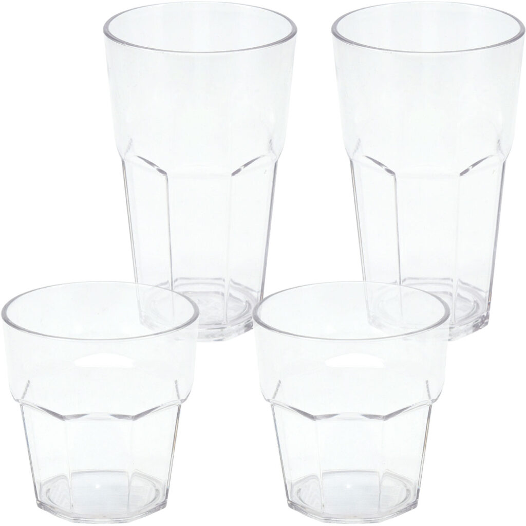4er-Set Trinkglas aus Kunststoff, je 2x 370 ml / 275 ml 4er-Set Trinkglas aus Kunststoff, je 2x 370 ml / 275 ml