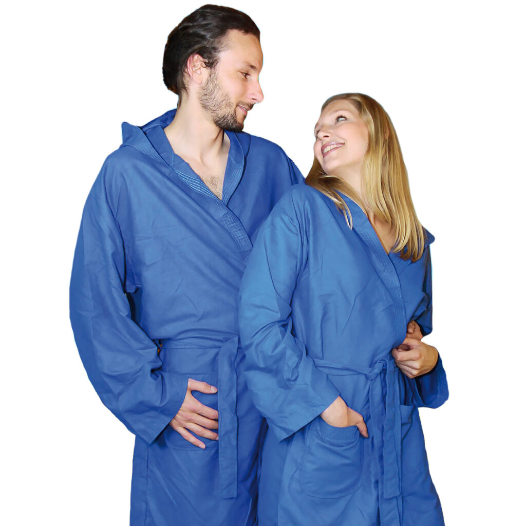 Mikrofaser-Bademantel, 80% Polyester, 20% Polyamid, blau, XL Mikrofaser-Bademantel, 80% Polyester, 20% Polyamid, blau, XL