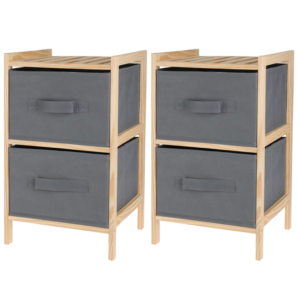 2er-Set Standregal mit 2 Stoff Schubladen, Kommode 2er-Set Standregal mit 2 Stoff Schubladen, Kommode