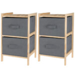 2er-Set Standregal mit 2 Stoff Schubladen, Kommode