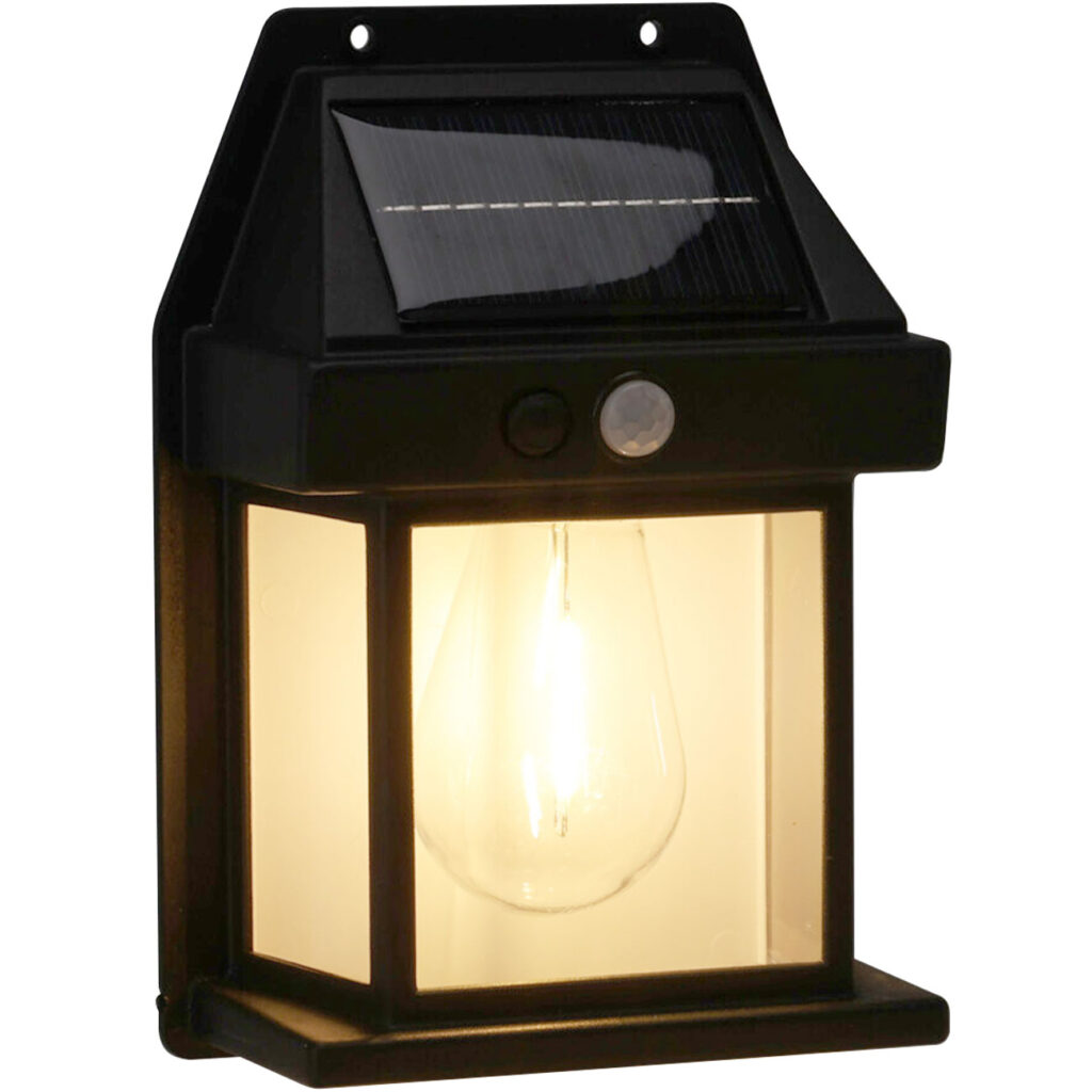 Solar Wandleuchte mit Bewegungssensor, schwarz