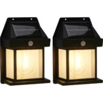 2er Set Solar Wandleuchte mit Bewegungssensor, schwarz