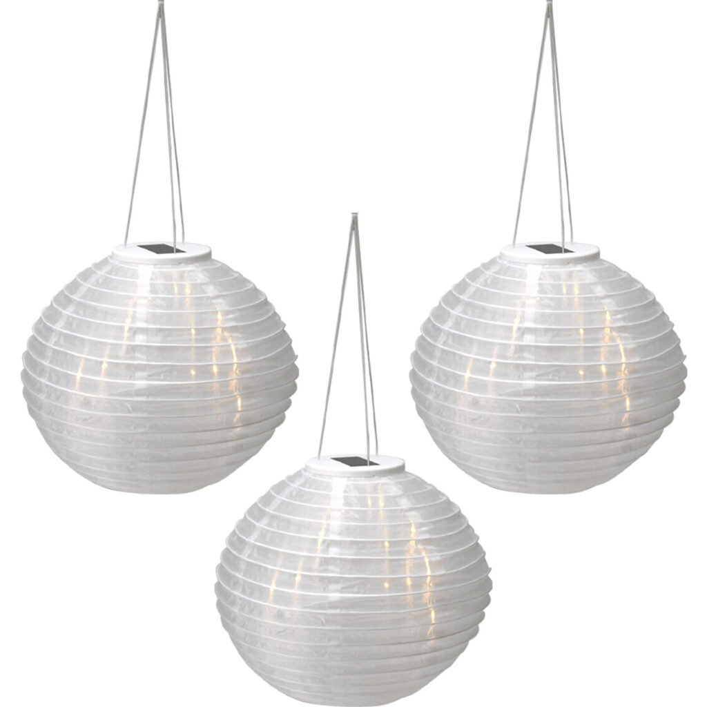 3er-Set Solar LED Lampion mit Dämmerungssensor, weiss, Ø 28 cm 3er-Set Solar LED Lampion mit Dämmerungssensor, weiss, Ø 28 cm