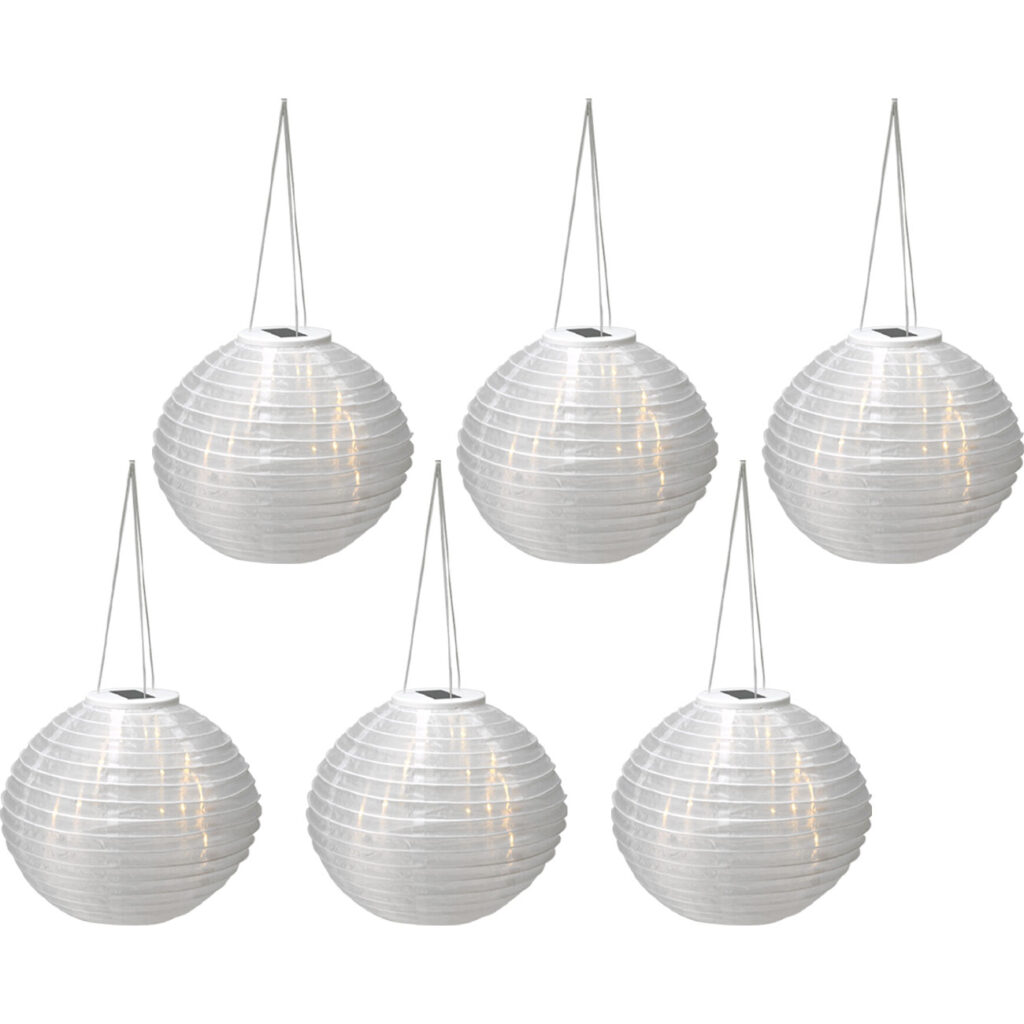 6er-Set Solar LED Lampion mit Dämmerungssensor, weiss, Ø 28 cm 6er-Set Solar LED Lampion mit Dämmerungssensor, weiss, Ø 28 cm
