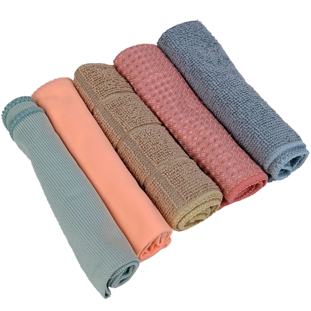 Mikrofaser-Reinigungstücher mit unterschiedlicher Struktur, 5-tlg., 30 x 30 cm Mikrofaser-Reinigungstücher mit unterschiedlicher Struktur, 5-tlg., 30 x 30 cm