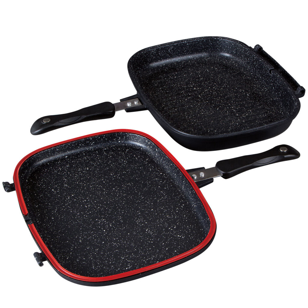 Doppel-Bratpfanne mit Gummidichtungsring & Magnetverschlusssystem, Wendepfanne, Ø 32 cm Doppel-Bratpfanne mit Gummidichtungsring & Magnetverschlusssystem, Wendepfanne, Ø 32 cm
