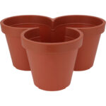 Blumentopf mit 3 Fächern, terracotta, 100% recyclebarem Kunststoff, Ø 44 cm