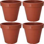 4er-Set Blumentopf rund, terracotta, Pflanztopf aus 100% recyclebaren Kunststoff, Ø 25 cm