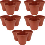 5er-Set Blumentopf mit 3 Fächern, terracotta, 100% recyclebarem Kunststoff, Ø 44 cm