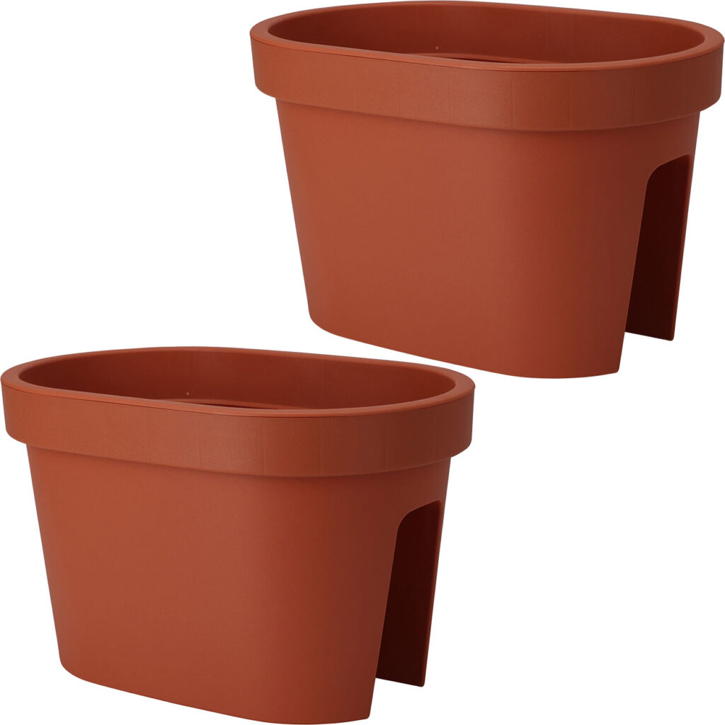 2er-Set Balkon-Blumentopf oval, terracotta, Geländertopf, 27 x 40 x 25 cm 2er-Set Balkon-Blumentopf oval, terracotta, Geländertopf, 27 x 40 x 25 cm