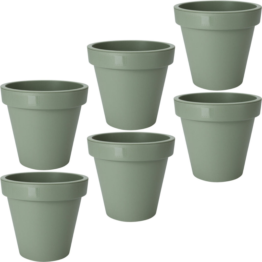 6er-Set Blumentopf rund, grün, Pflanztopf aus 100% recyclebarem Kunststoff, Ø 20 cm 6er-Set Blumentopf rund, grün, Pflanztopf aus 100% recyclebarem Kunststoff, Ø 20 cm
