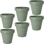 6er-Set Blumentopf rund, grün, Pflanztopf aus 100% recyclebarem Kunststoff, Ø 20 cm