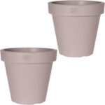 2er-Set Blumentopf rund, braun-grau, Pflanztopf aus 100% recyclebarem Kunststoff, Ø 20 cm