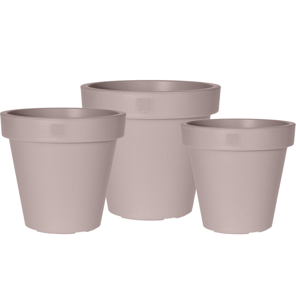 3er-Set Blumentopf rund, 3 Grössen, braun-grau, 100% recyclebarem Kunststoff 3er-Set Blumentopf rund, 3 Grössen, braun-grau, 100% recyclebarem Kunststoff