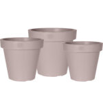 3er-Set Blumentopf rund, 3 Grössen, braun-grau, 100% recyclebarem Kunststoff