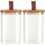 2er-Set Vorratsglas mit Akazienholzdeckel, 1150 ml