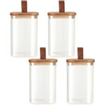 4er-Set Vorratsglas mit Akazienholzdeckel, 1150 ml