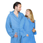 Mikrofaser-Bademantel, 80% Polyester, 20% Polyamid, hellblau, S