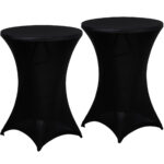 2er-Set Schwarze Stehtischhusse für Tische bis 115cm, Ø 90cm