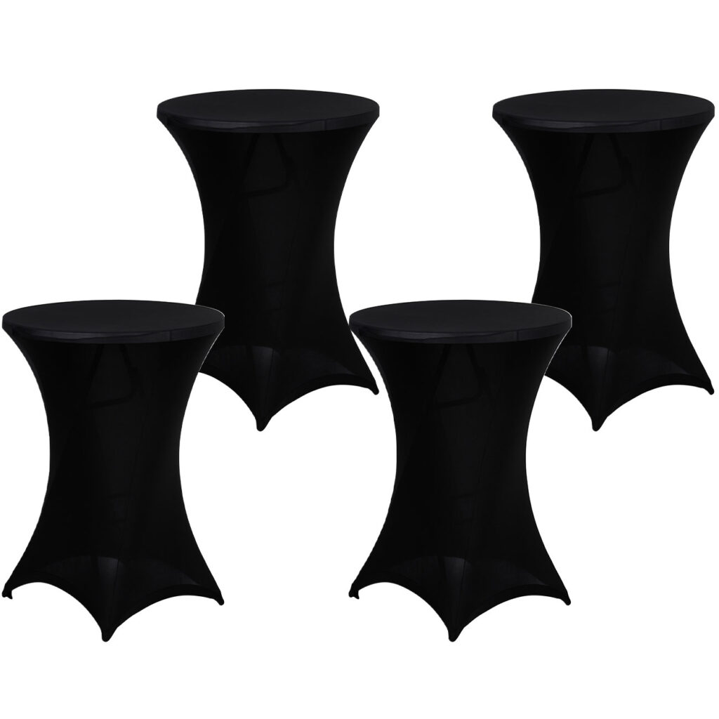 4er-Set Schwarze Stehtischhusse für Tische bis 115cm, Ø 90cm 4er-Set Schwarze Stehtischhusse für Tische bis 115cm, Ø 90cm