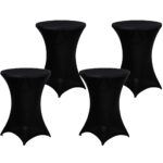 4er-Set Schwarze Stehtischhusse für Tische bis 115cm, Ø 90cm
