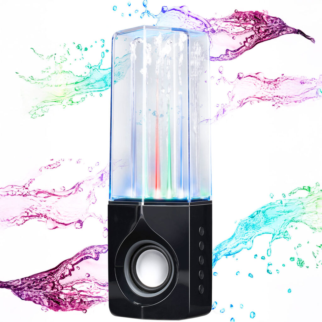 Bluetooth Lautsprecher mit Wasserfontänen und mehrfarbigem LED-Licht Bluetooth Lautsprecher mit Wasserfontänen und mehrfarbigem LED-Licht