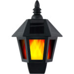 Retro Wandleuchte mit 2 Leuchtmod, Flammeneffekt und Warmweiss, mit Solarpanel