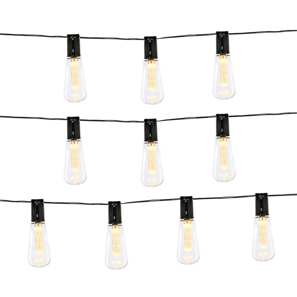 Solar-LED-Lichterkette mit 100 warmweissen LED Glühbirnen, 3,35 m Solar-LED-Lichterkette mit 100 warmweissen LED Glühbirnen, 3,35 m